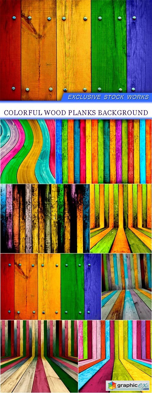 Colorful Wood Planks Background 8X JPEG