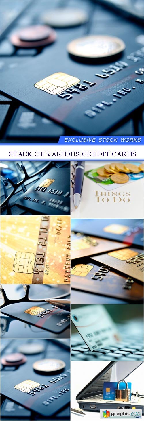 Stack of various credit cards 8X JPEG