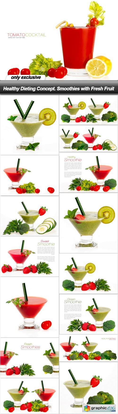 Healthy Dieting Concept. Smoothies with Fresh Fruit - 16 UHQ JPEG