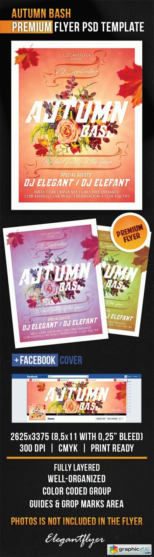 Autumn Bash V12 Flyer PSD Template + Facebook Cover