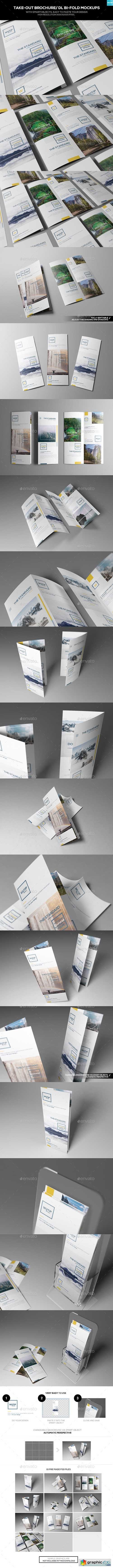 Take-out Brochure/ DL Bi-Fold Mockups