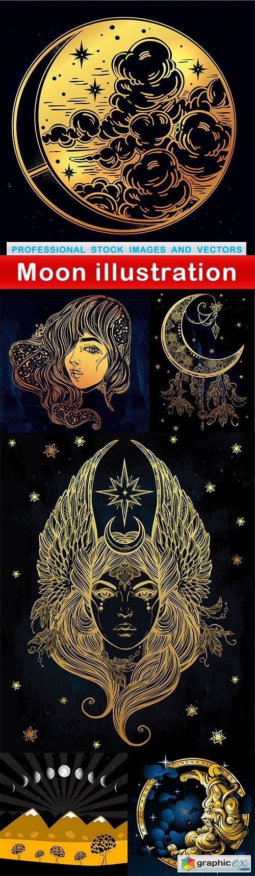 Moon illustration - 6 EPS