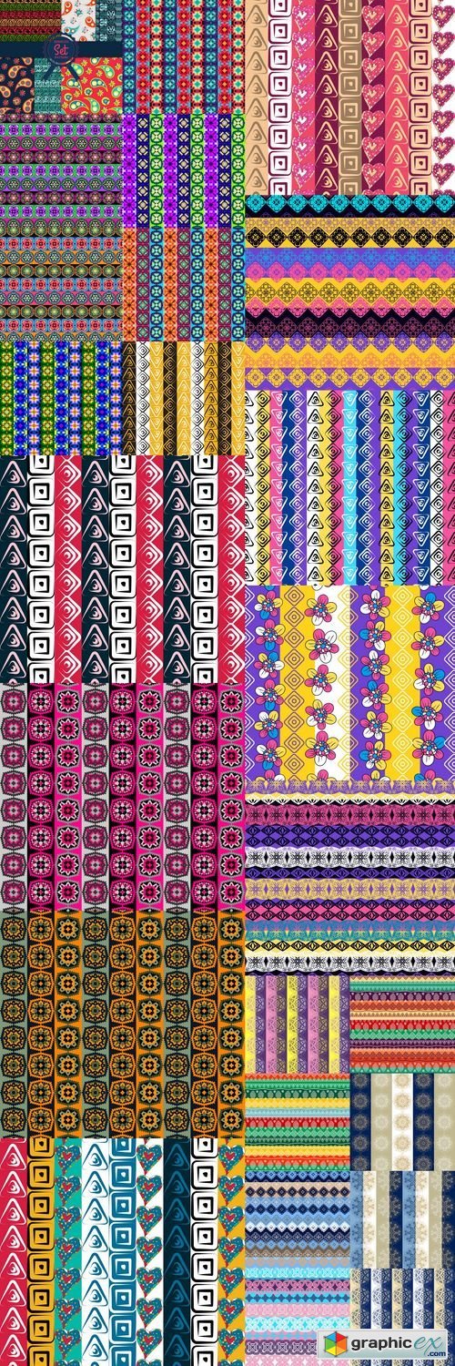 Seamless vector tribal texture set. Vector stripes pattern. Tribal seamless texture. Vintage ethnic seamless backdrop