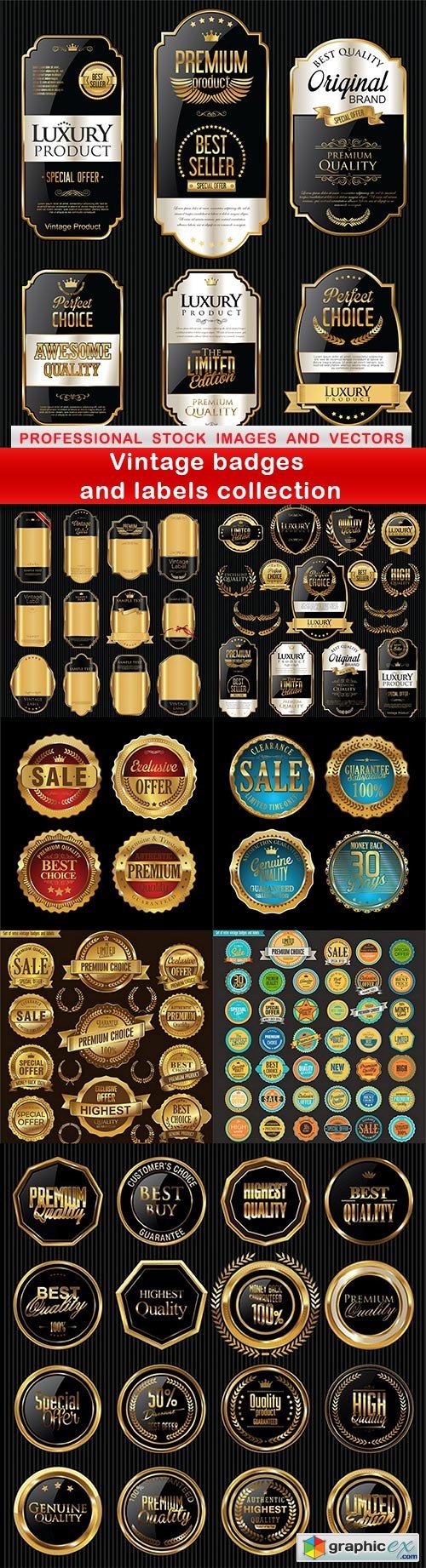 Vintage badges and labels collection - 8 EPS