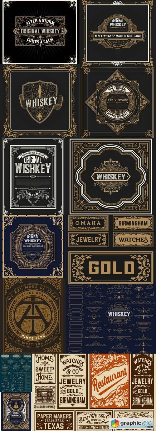 Whiskey Label with Old Frames