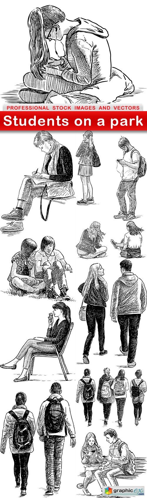 Students on a park - 10 EPS