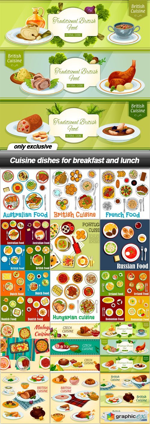 Cuisine dishes for breakfast and lunch - 15 EPS