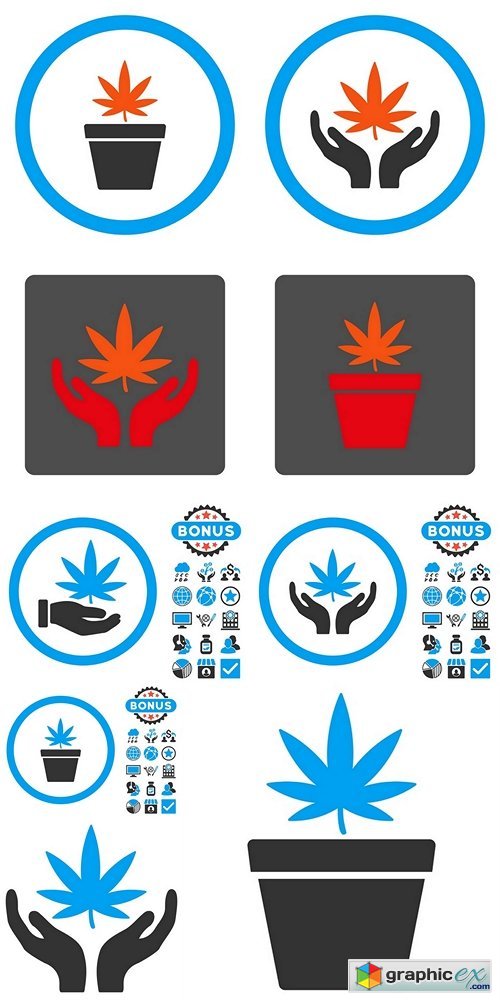 Cannabis Care Hands icon with bonus symbols