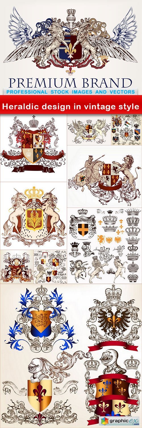 Heraldic design in vintage style - 10 EPS
