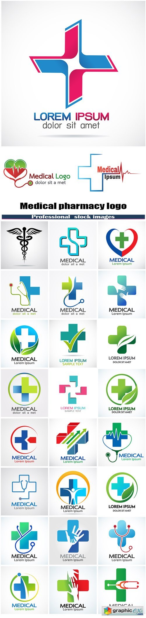 Medical pharmacy logo design template