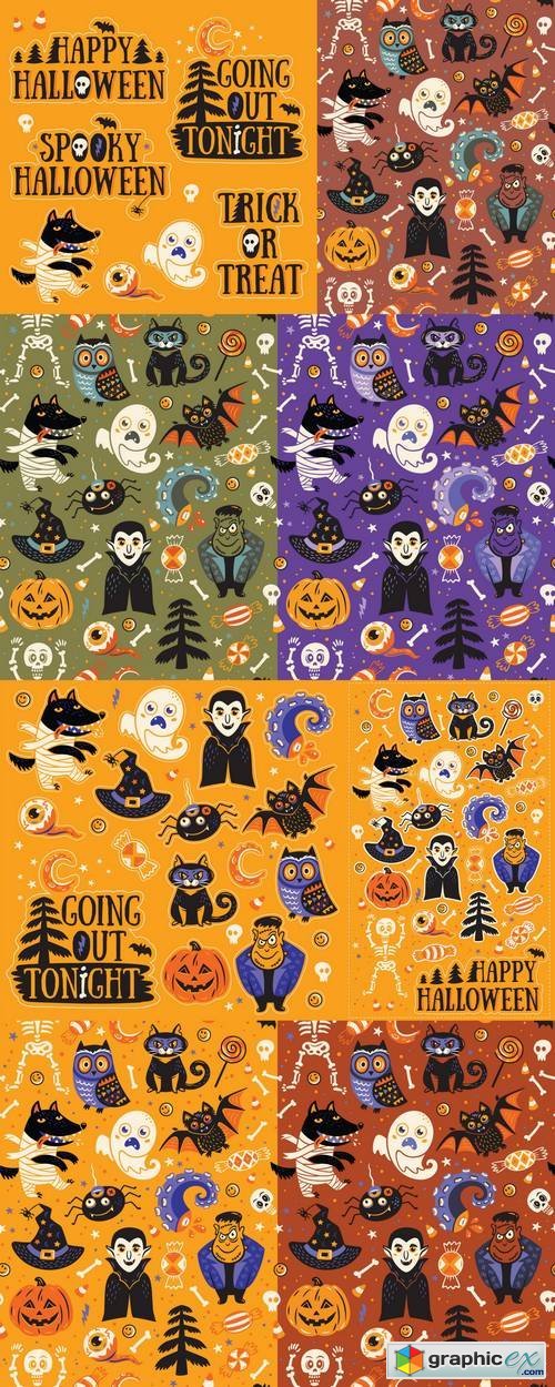 Sticker Set with Cartoon Characters and Elements for Halloween » Free ...