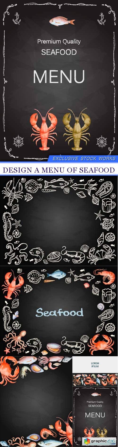 design a menu of seafood 5X EPS
