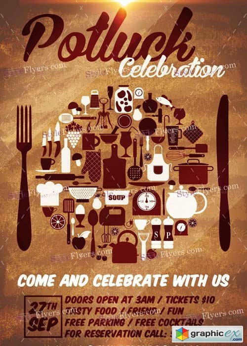 Potluck V1 PSD Flyer Template » Free Download Vector Stock Image