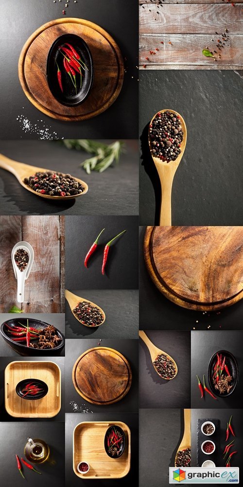 Red Chili Pepper on Wooden Tray