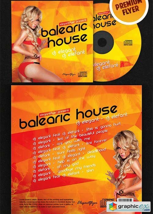 Balearic House CD Cover PSD Template