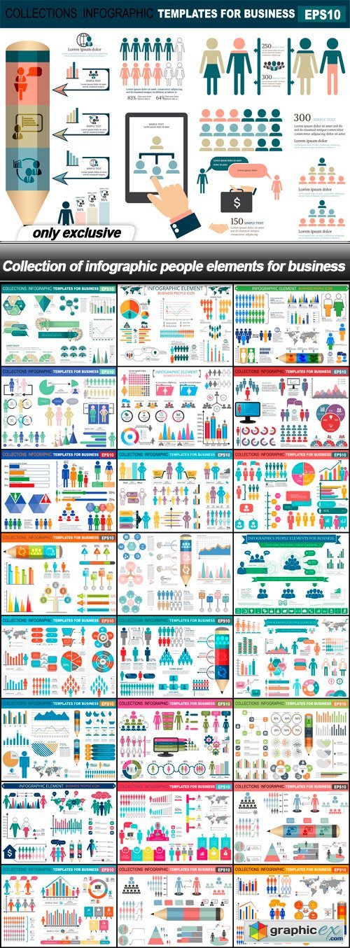Collection of infographic people elements for business - 25 EPS
