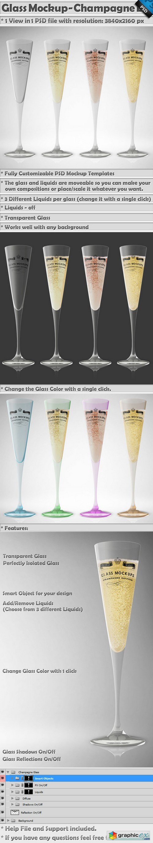 Glass Mockup - Champagne Glass Vol 8 886616