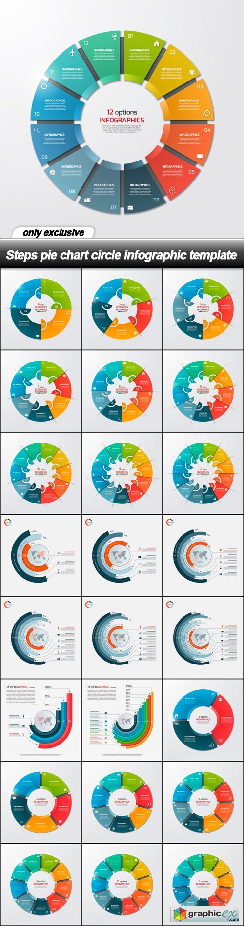 Steps pie chart circle infographic template - 25 EPS