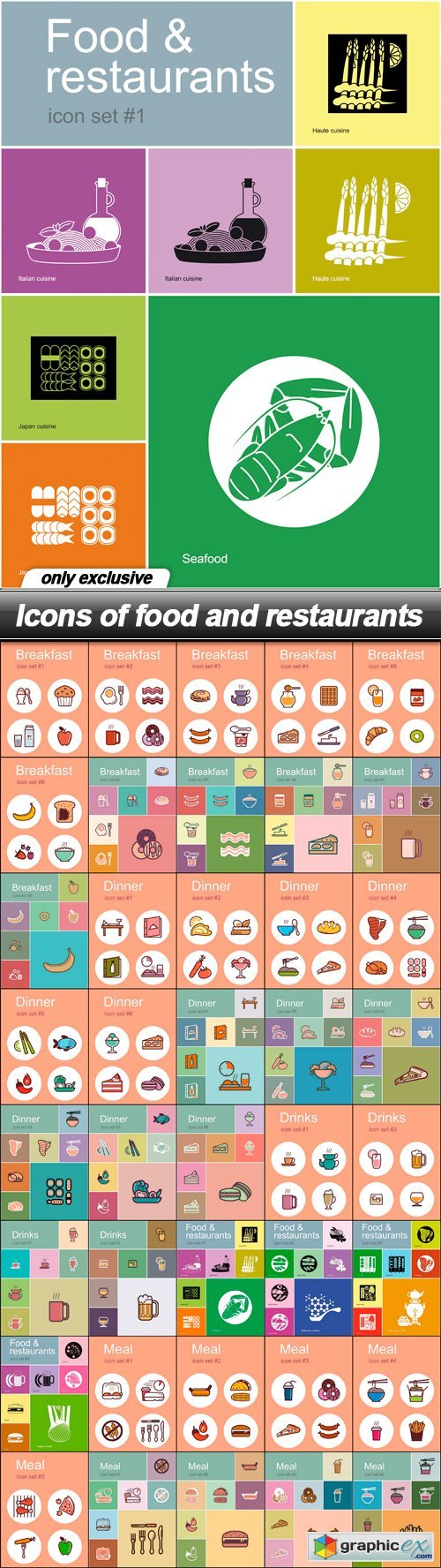 Icons of food and restaurants - 40 EPS