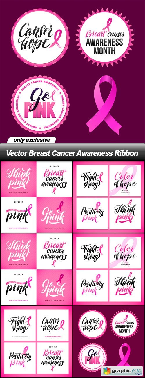 Breast Cancer Awareness Ribbon - 6 EPS