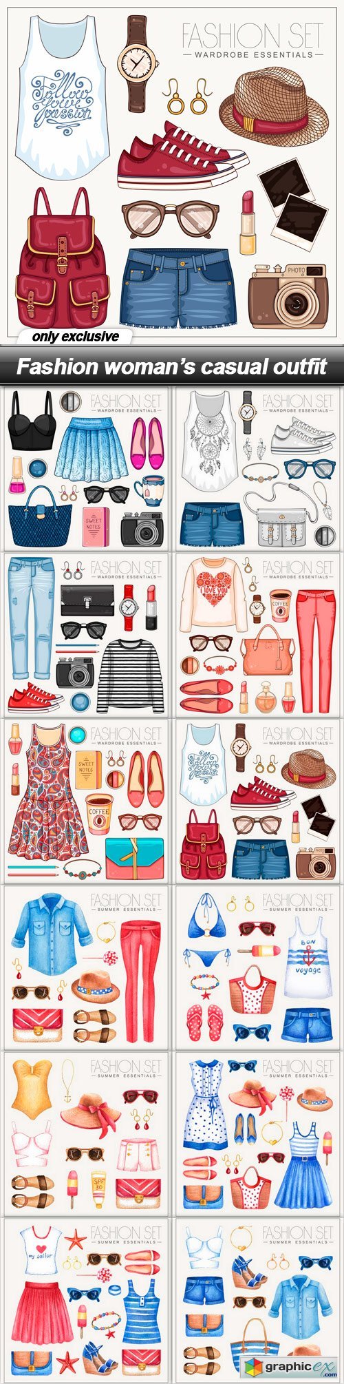 Fashion womans casual outfit - 12 EPS