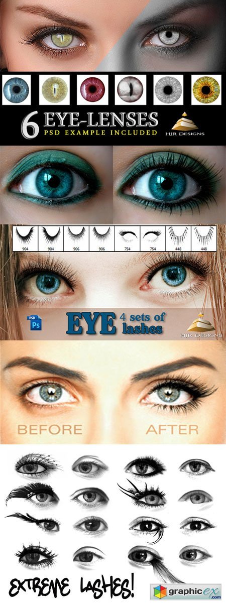 EYE-Lenses & EYElashes Brushes for Photoshop