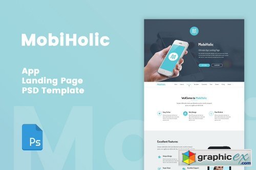 MobiHolic - App Landing Page PSD Template
