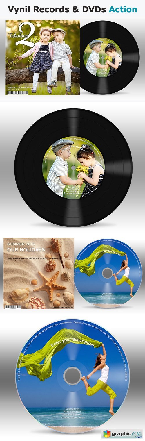 Vinyl Records & DVDs Photoshop Action
