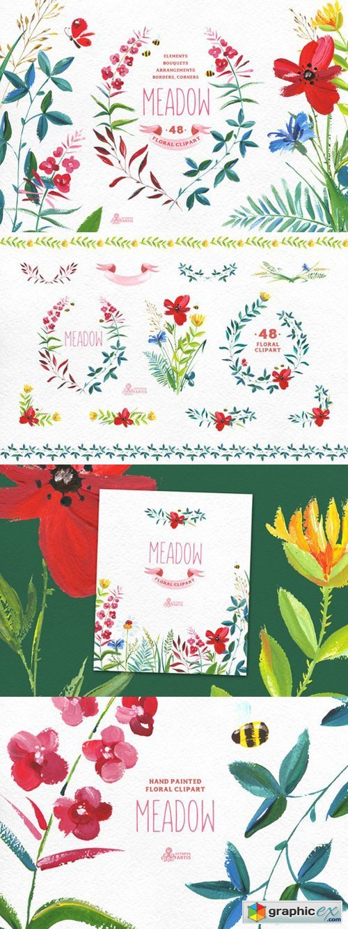 Meadow. Floral clipart