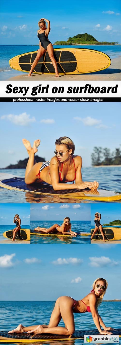 Sexy girl on surfboard - 5 UHQ JPEG