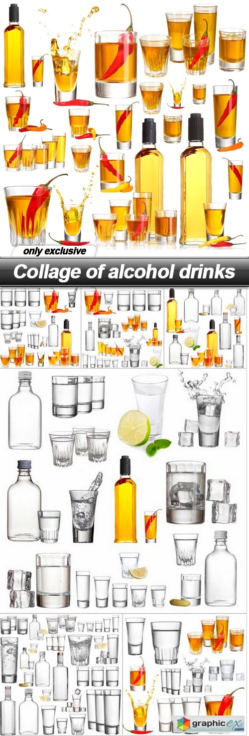 Collage of alcohol drinks - 7 UHQ JPEG
