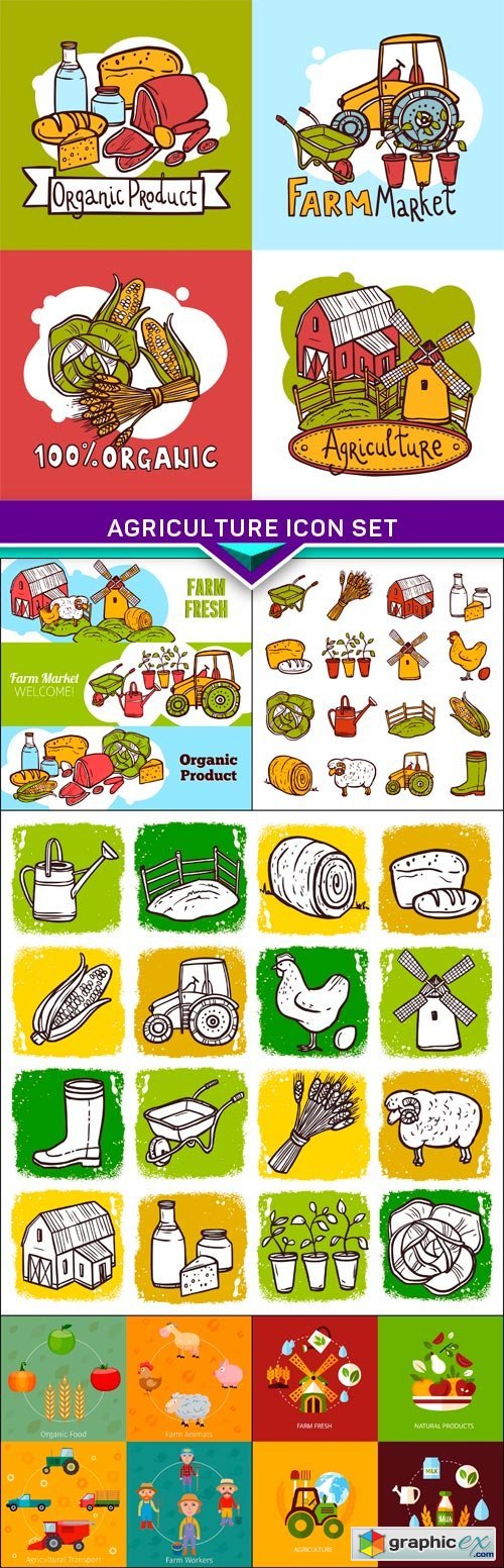 Agriculture icon set 6X EPS