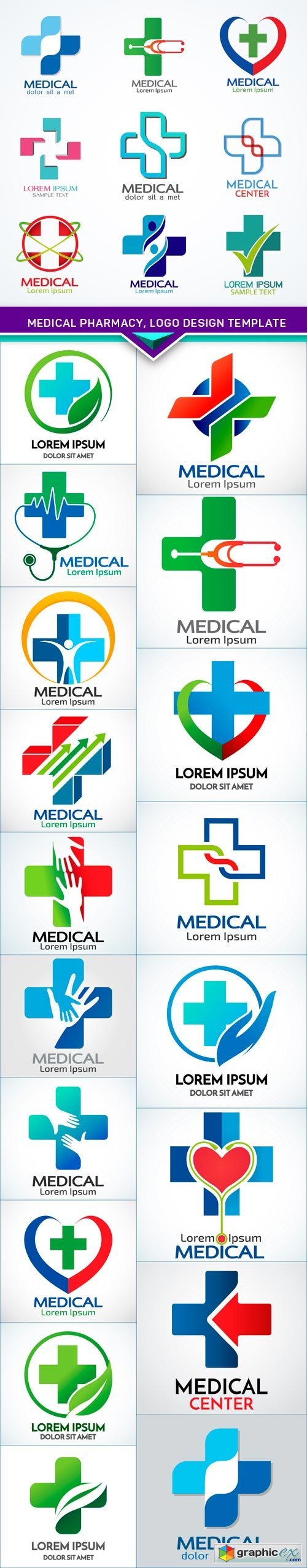 Medical pharmacy, logo design template 19X EPS