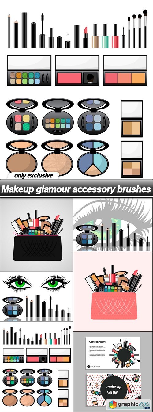 Makeup glamour accessory brushes - 6 EPS