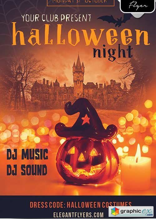 Halloween Night V11 Flyer PSD Template + Facebook Cover