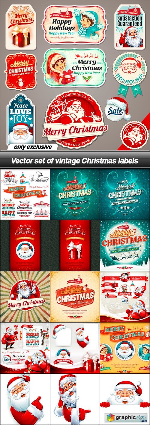 Set of vintage Christmas labels - 16 EPS
