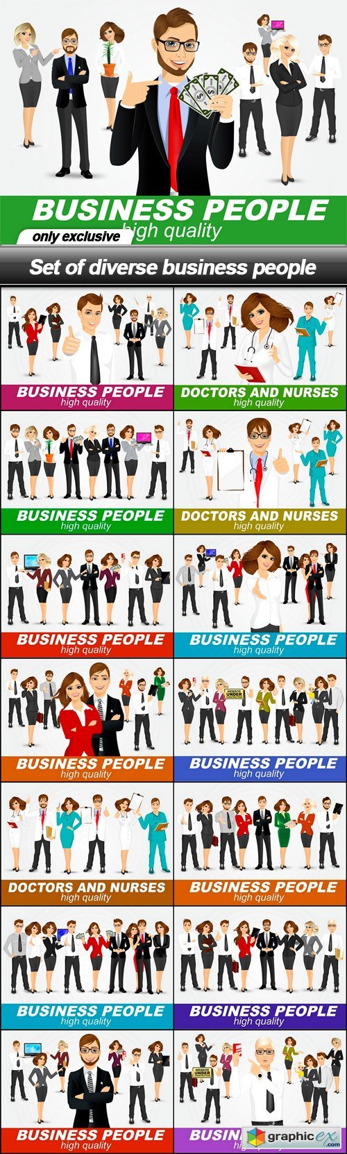 Set of diverse business people - 15 EPS