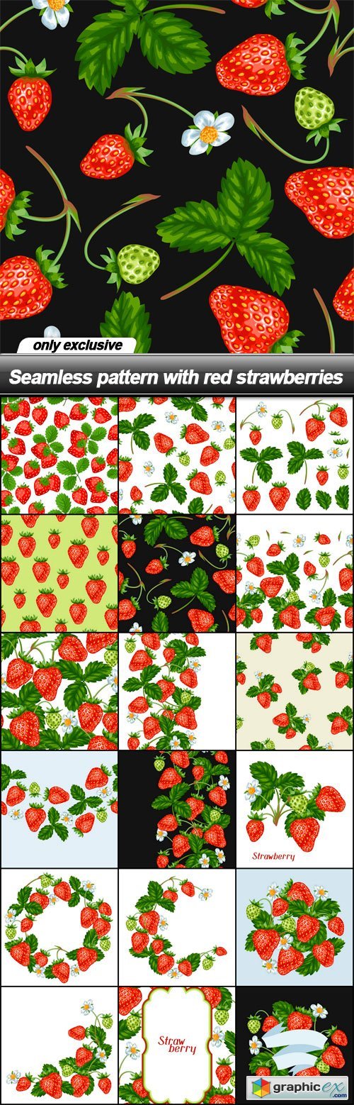 Seamless pattern with red strawberries - 18 EPS