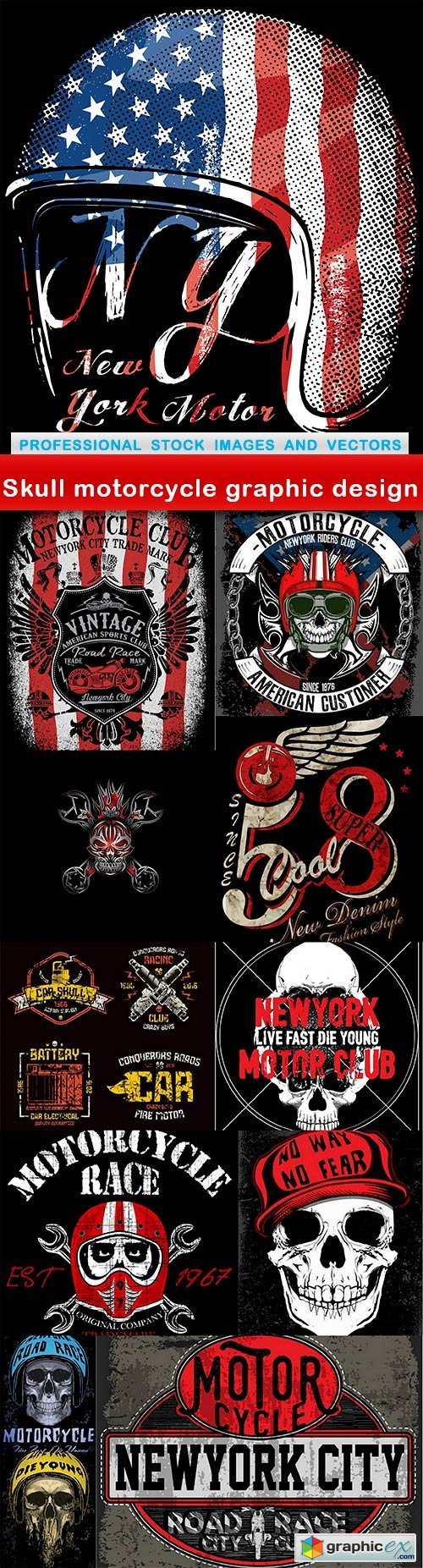 Skull motorcycle graphic design - 12 EPS