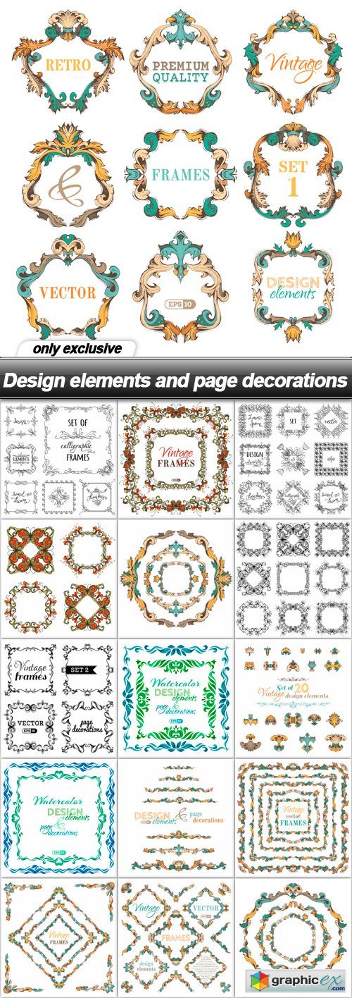 Design elements and page decorations - 16 EPS