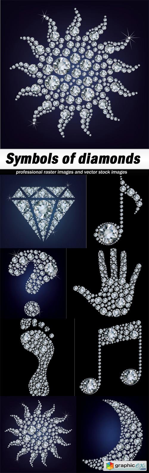 Symbols of diamonds - 8 EPS