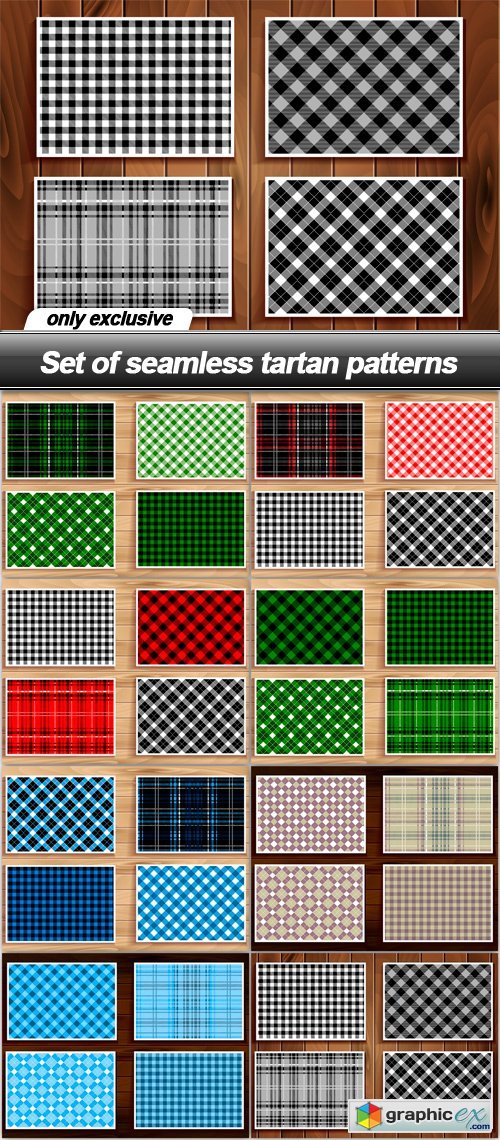 Set of seamless tartan patterns - 8 EPS