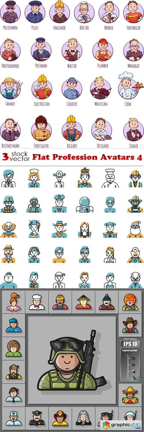 Flat Profession Avatars 4