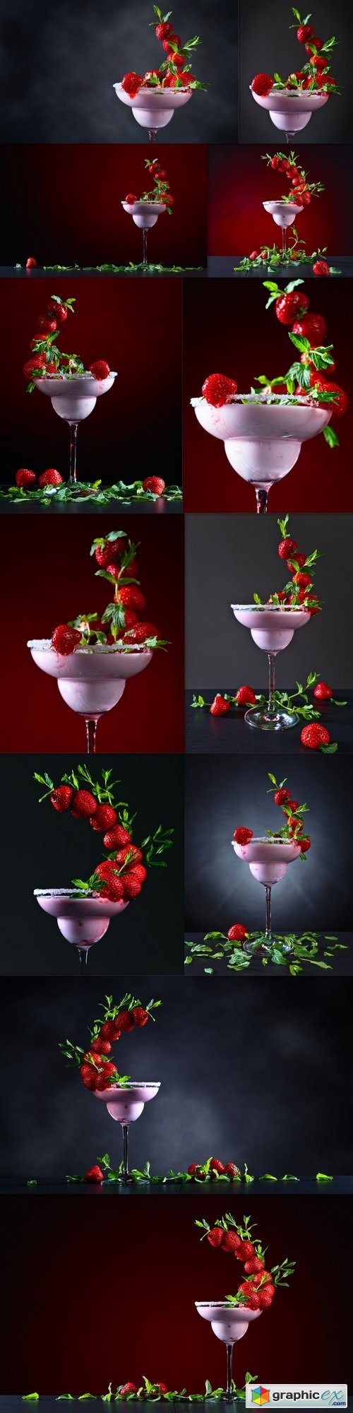 Strawberry cocktail with peppermint leaves