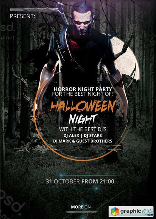 Halloween Night V16 Minimal PSD Flyer