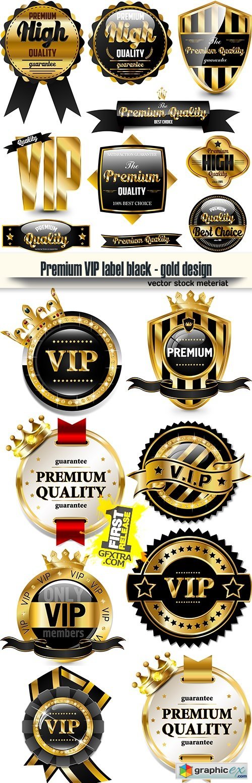 Premium VIP label black - gold design