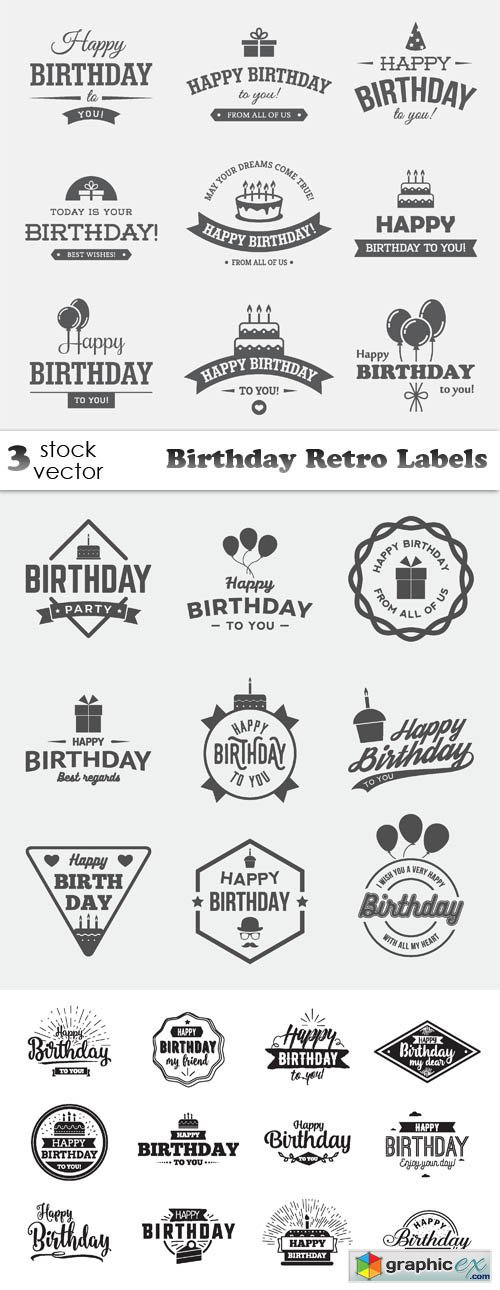 Birthday Retro Labels