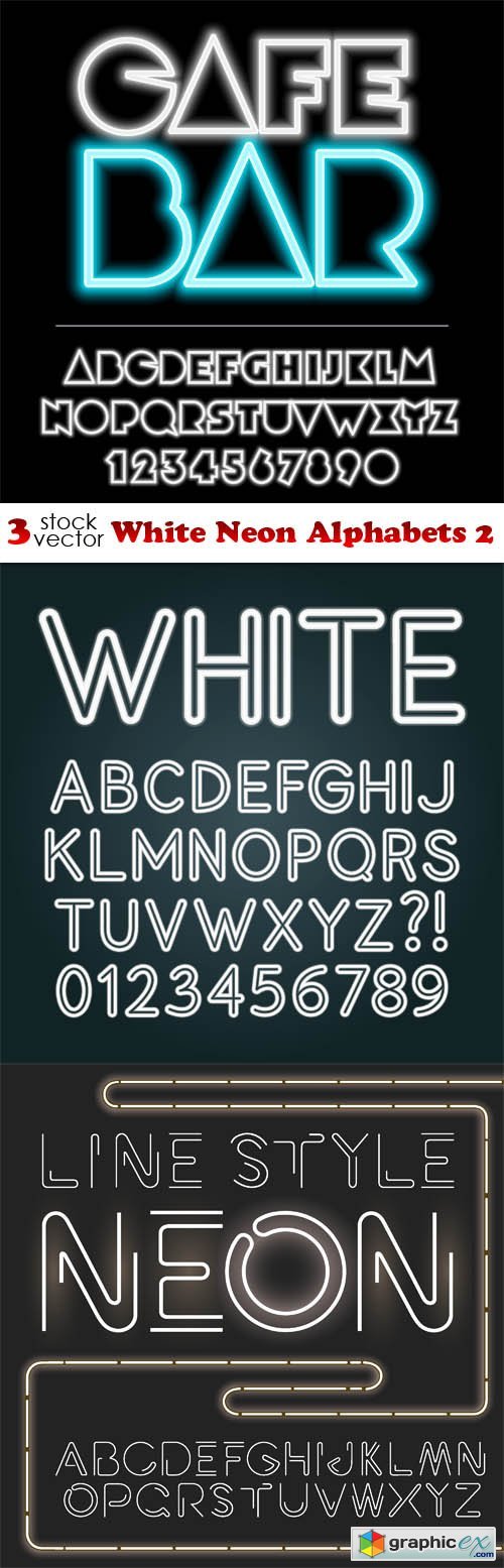 White Neon Alphabets 2