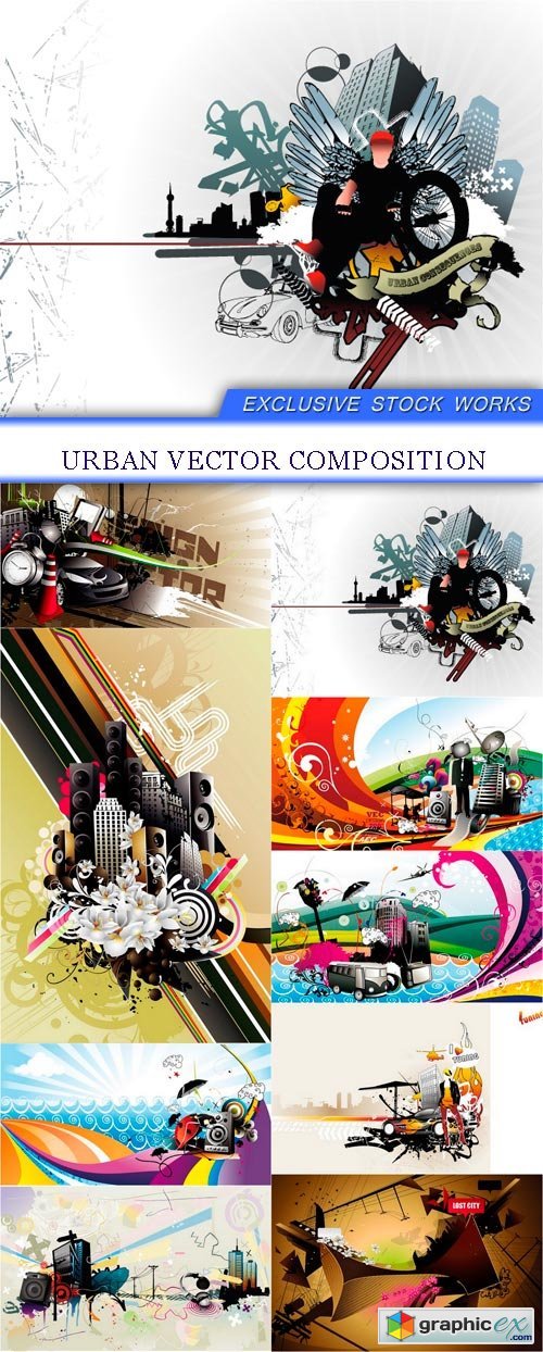 Urban vector composition 9X EPS