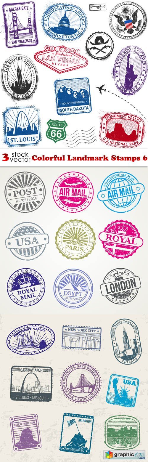 Colorful Landmark Stamps 6